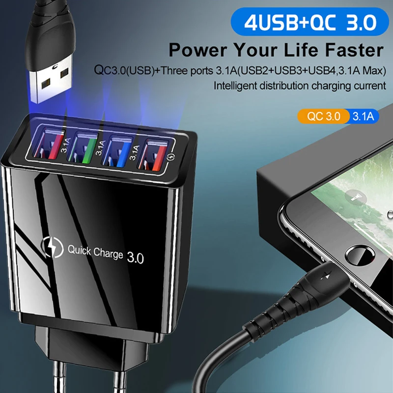 Быстрая зарядка USB 3 0 для iPhone X 18 Вт настенное зарядное устройство быстрая Samsung S20