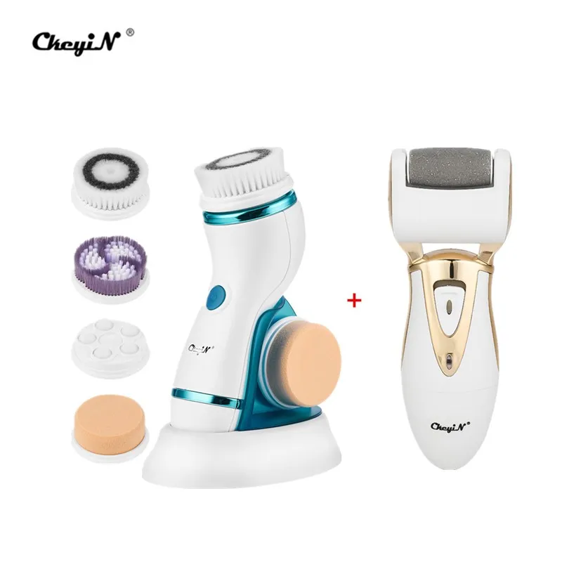 US $33.92 4 In 1 Electric Facial Cleansing Brush Rotating Deep Face Cleaning Massager Cleaner Blackhead Remover Foot Callus Remover 48