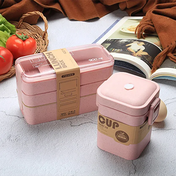 Details about   Lunch Box 3-Layer Wheat Straw Bento Box Microwave Food Container Lunch Box 