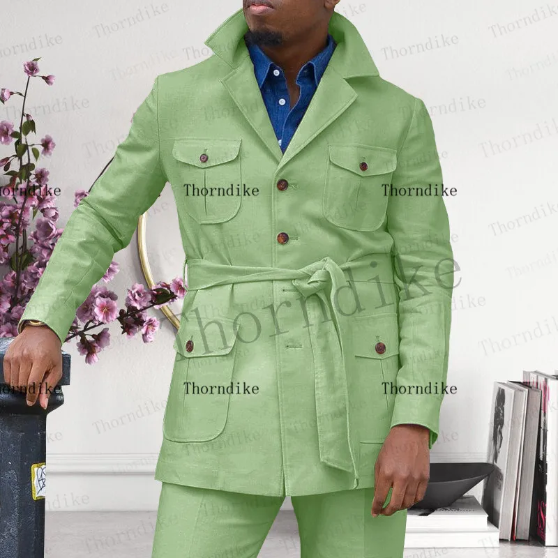 Thorndike Wedding Tuxedos For Groomsmen 2 Piece Slim Men Suits Set Made Jacket With Pants Best Man Costume Homme