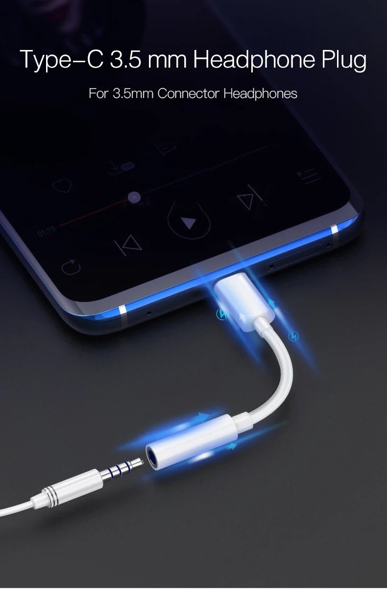 Type C 3.5mm Aux Adapter Usb C To 3.5MM Headphone Jack Adapter Audio Cable for Samsung Note 10 Plus Xiaomi Google Pixel 3 OPPO