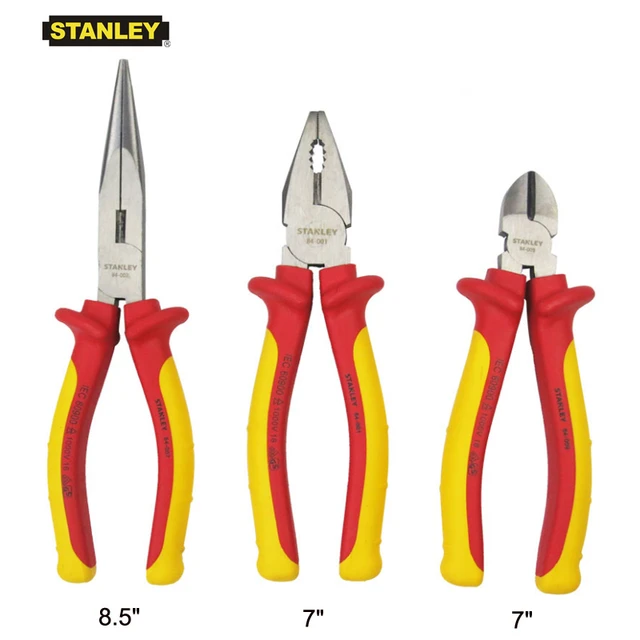 Stanley-Ensemble d'outils combinés, pinces à dénuder, coupe-poignée isolée,  boîte à outils VDE 1000V