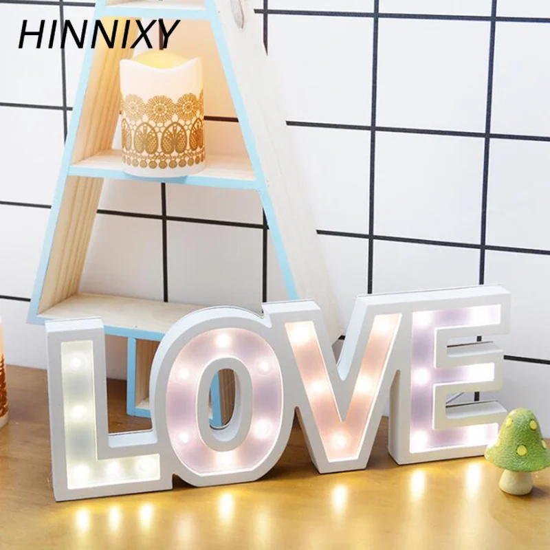 Hinnixy деревянный светодиодный ночник с буквами золотой знак A-Z Алфавит карамельный цвет домашняя Любовь Свадьба День Рождения Вечеринка Настенный декор Освещение