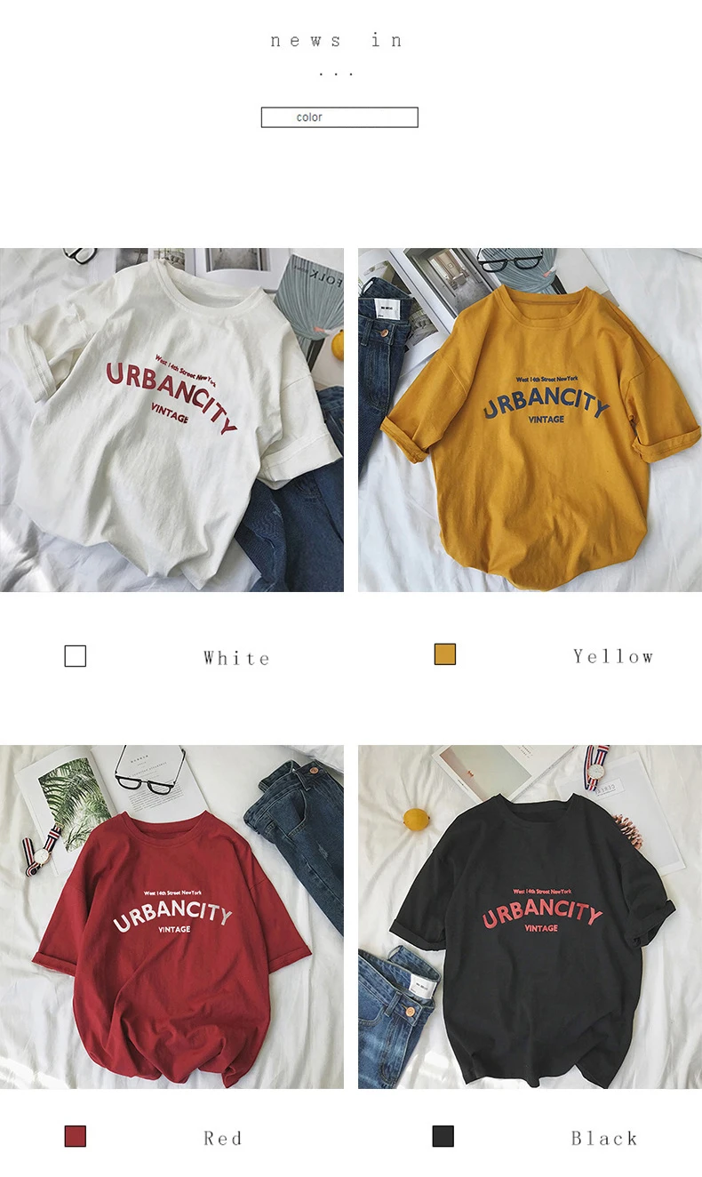 Harajuku Women T-shirts New 2020 Summer Funny Letter Print Hip Hop Loose T-shirt Girls Student Streetwear Casual Lady Tops Tees