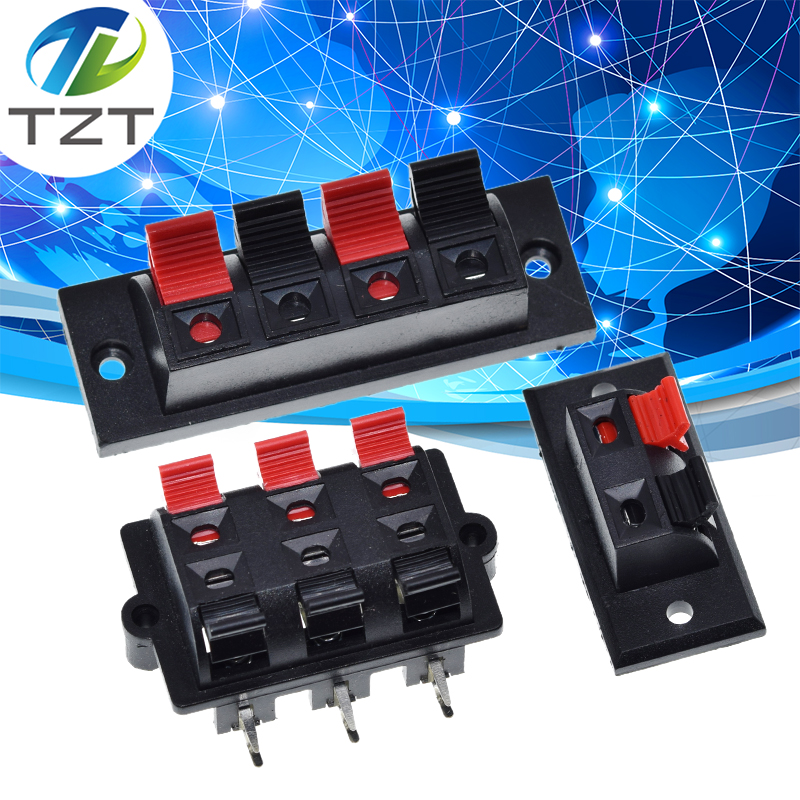 TZT 2/4/6  Way Spring Push Release Connector Speaker Terminal Strip Block