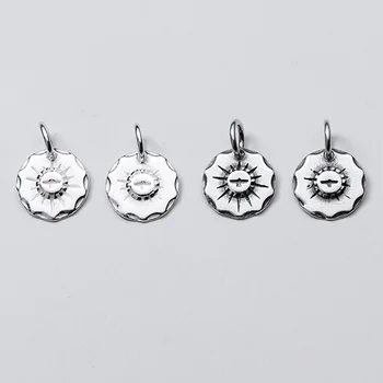 

925 Sterling Silver Round Flower Design Peace Dove Charms 11MM European Style Necklace Bracelet S925 Silver Pendant DIY Jewelrys