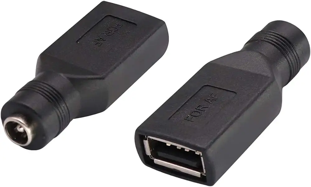 2pack USB 2.0 A Female to DC 5.5x2.1mm DC Connector Charge Barrel Jack Power Adapter USB 5V Connector or Charging Device