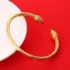 Ethiopian Real Man Jewelry Accessories Gold Color Opening Embossing Charm Bangles 2