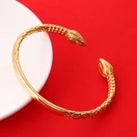 Ethiopian Real Man Jewelry Accessories Gold Color Opening Embossing Charm Bangles 2