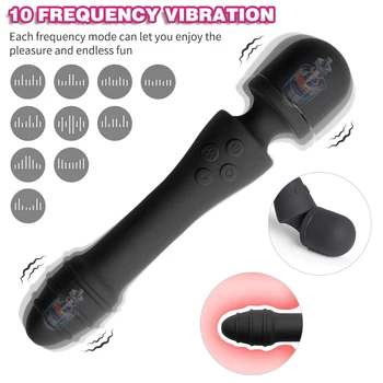 Double Head AV Vibrator Magic Wand Smart Heating Dildo Vibrator Clitoral Stimulator G-spot Vagina Massager Sex Toys for Couple 2