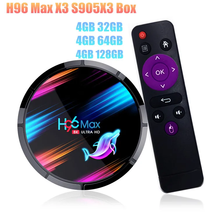 4 ГБ/32 ГБ/64 Гб/128 ГБ H96 MAX X3 Amlogic S905X3 Android ТВ 9 0 Смарт Декодер каналов кабельного