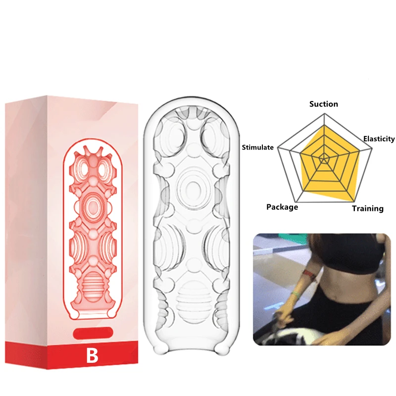 Transparent Male Masturbator Artificial Pussy Vaginal for Men 18 Glans Sucking Penis Pump Spikes Exerciser Erotic Sex Toys