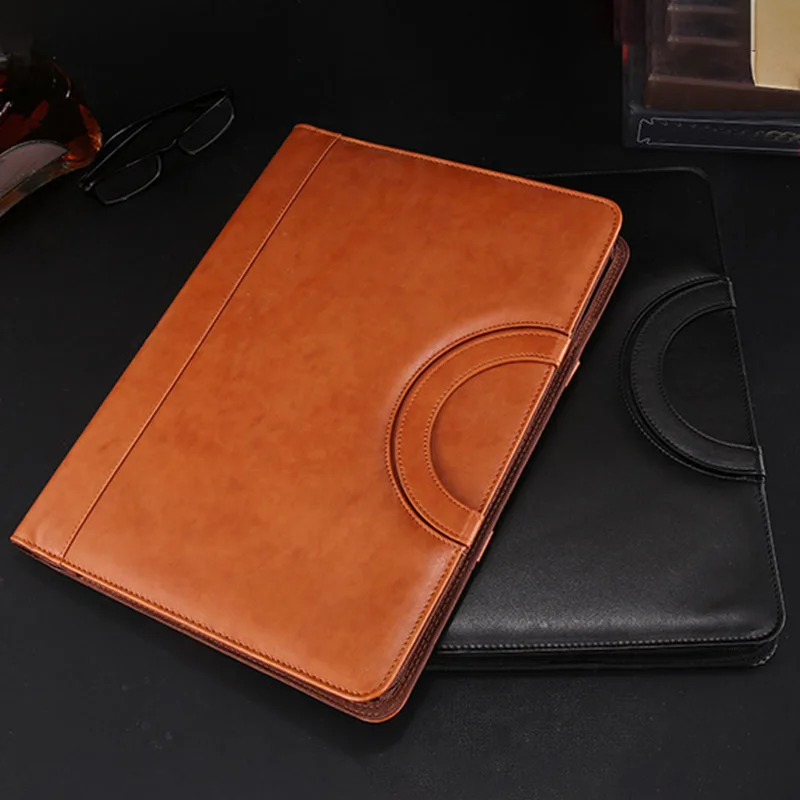 

A4 Multifunctional Folder PU Leather Zipper Bag for Notebook Business Travel JLRJ88
