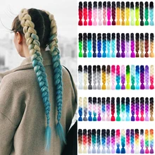 Огромные косички, вязанные крючком, обновленные синтетические волосы, 24 дюйма, 100 г/шт., Омбре, волосы, косички, красный, розовый, блонд, пряди синих волос для наращивания