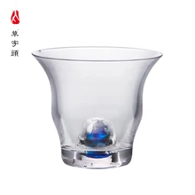 Прозрачный кристалл яма открытый яма двухслойный бамбуковый кусок чашки синий океан мяч 501115