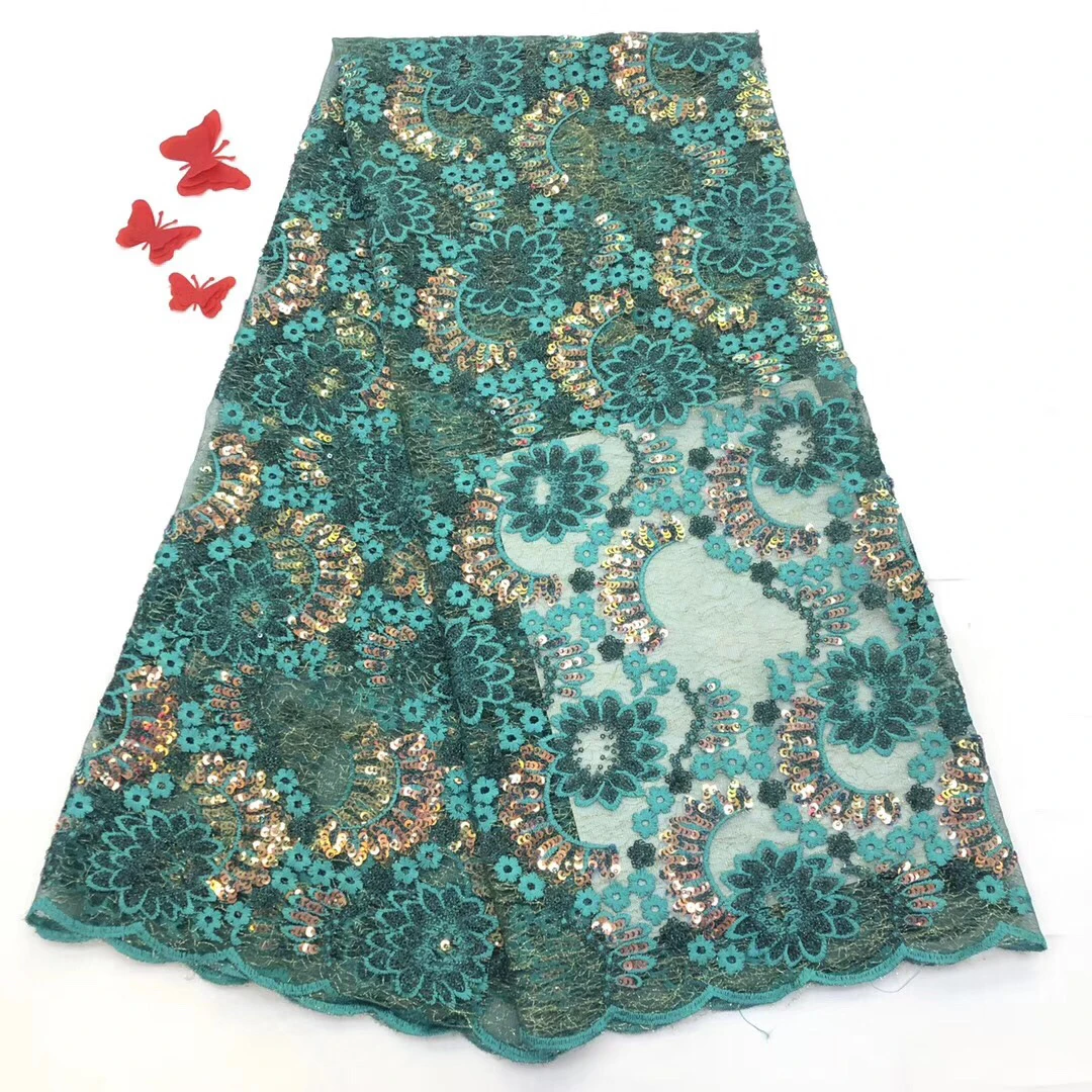 

High quality 2022 tulle sequins African lace fabric embroidered French net Nigerian lace fabric for wedding SZ0154