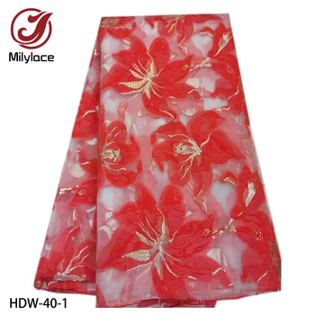 

Latest African Organza Lace Fabric French Tulle Embroidery Lace Fabric for Women Dress HDW-40
