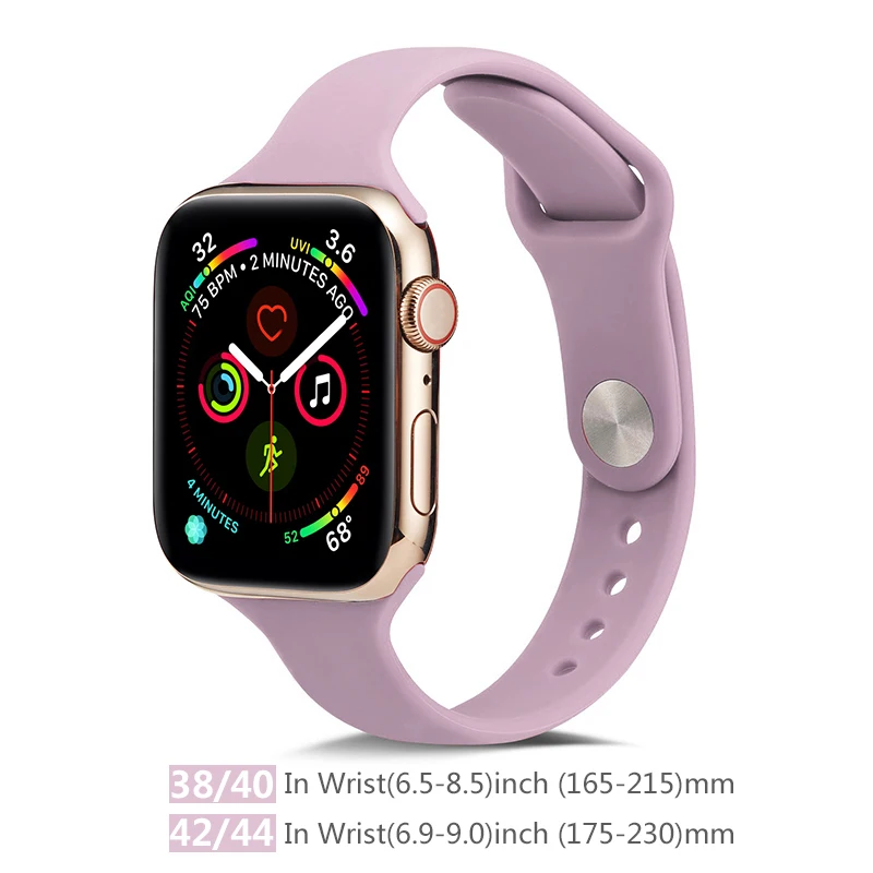 Мягкий тонкий силиконовый спортивный ремешок для Apple Watch 5 4 3 2 1 38 мм 42 мм, резиновый ремешок для часов Iwatch series 5 4 40 мм 44 мм