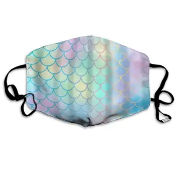 

CIGOCI Anti-Allergies Earloop Mouth Masks for Boys Girls Adults, Colourful Fish Scale Magic Mermaid Tail Polyester Face and Nose