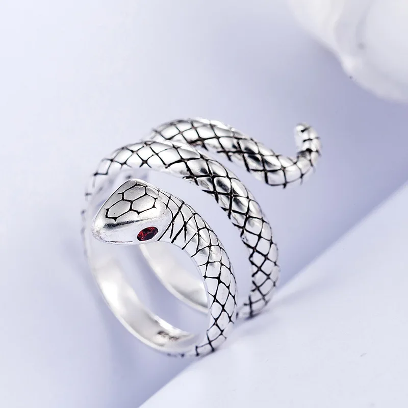 

100% 925 Sterling Silver Elegant Snake Animal Female Finger Rings Promotion Gift Women Open Party Ring Never Fade Drop Shipping