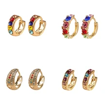 Модное ювелирное изделие,, цветные Кристальные медные серьги Huggie для женщин, Boho, массивные CZ маленькие серьги-кольца, свадебные ювелирные изделия