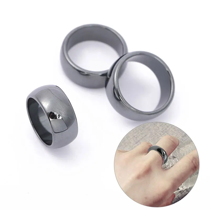 Hämatitring Für Damen Und Herren, Schlichter Natursteinring_voghion.com