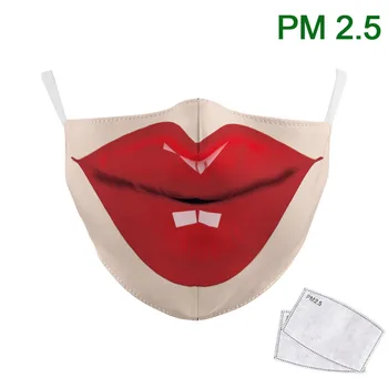 

New Design Funny Big Mouth Print Face Mask Fashion Fabric Washable Masks Outdoor PM2.5 Protective Dust Masks Adult Sexy Mask