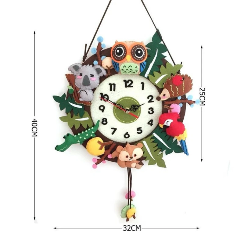 Free Cutting Non-woven Handmade DIY Wall Clock Cute Marine Clock For Kindergarten For Home Decorations