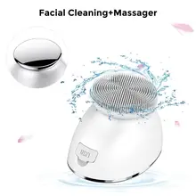 Электрическая нагревательная щетка для чистки лица Водонепроницаемая щетка для очищения лица Мягкая силиконовая кисть для глубокого очищения массажа
