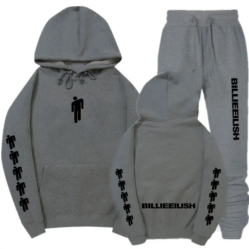 Уличная одежда Billie Eilish, толстовки, комплекты, Осень-зима, спортивный костюм для женщин и мужчин, толстовки, повседневный костюм, штаны для бега, спортивный костюм