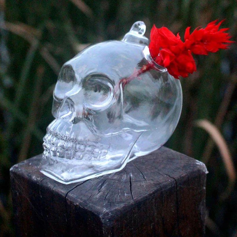 Высокое качество стеклянная ваза гидропоники творческие Растения Сад цветочный горшок форма черепа Висячие прозрачные вазы домашний двор Хэллоуин Декор