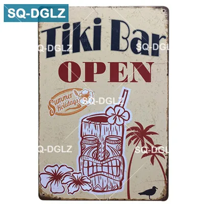 [SQ-DGLZ] TiKi Bar металлическая вывеска для клубного паба, декоративная доска, металлические старинные ремесла, домашний Декор, живопись, плащи, художественный плакат - Цвет: 0238