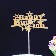 10pcs Cake Decoration Star Letter Happy Birthday Cake Toppers Giltter Cupcake Toppers for Happy Birthday Dessert Cake Decor