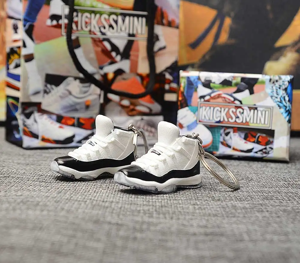 

Dropshipping Personality Generation AIR JORDAN 11 CONCORD 3D Sneaker Model Keychain Bag Pendant Couple Keychain