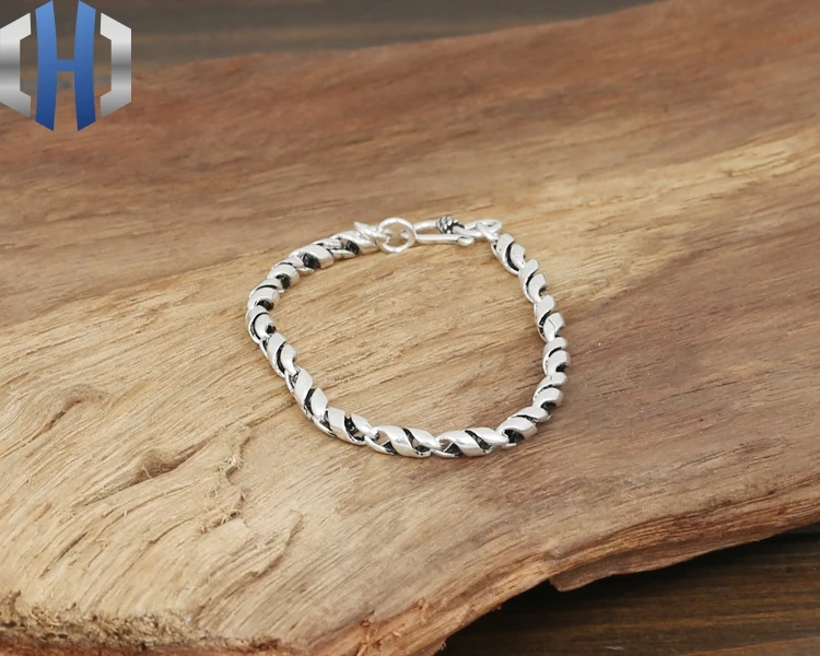 S925 Стерлинговое серебро ювелирные изделия для мужчин и женщин модные серебряные украшения тайское серебро ручной работы витой браслет из бамбука