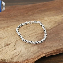 S925 Стерлинговое серебро ювелирные изделия для мужчин и женщин модные серебряные украшения тайское серебро ручной работы витой браслет из бамбука