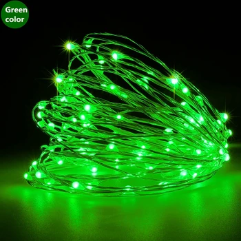 

Green LED String light Copper Wire 10M 33FT Fairy Garland Home Christmas Wedding Party Decoration Battery Operated Waterproof
