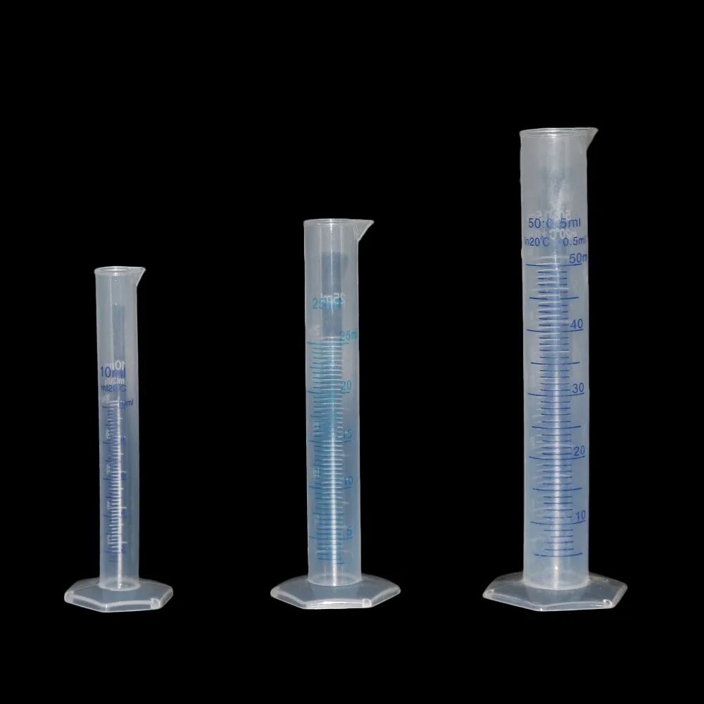 Plastic Liquid Measurement Graduated Cylinder Lab Supplies 10ml 25ml 50ml 100ml 250ml 500ml