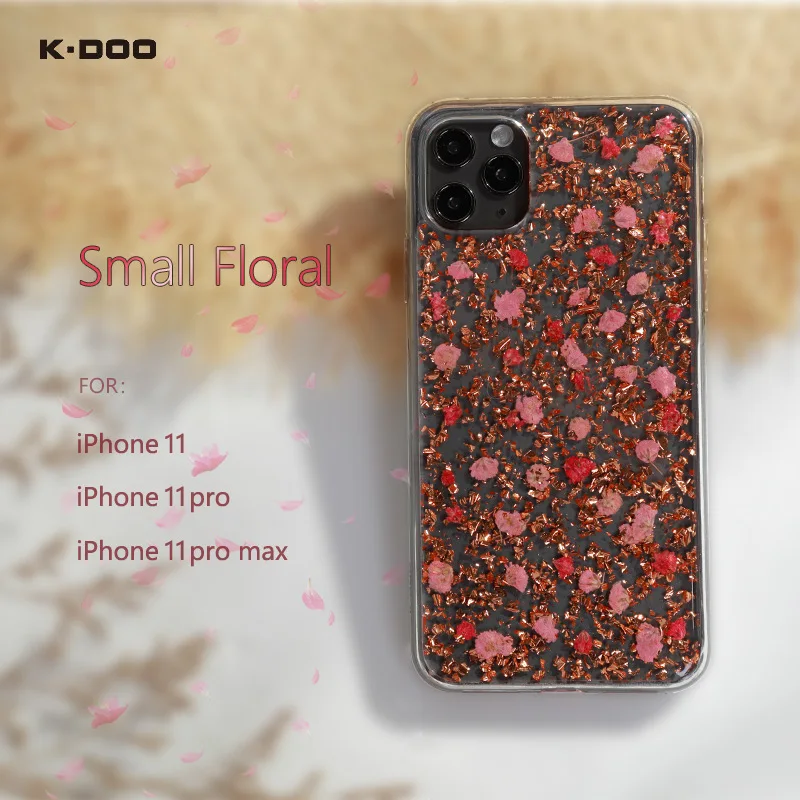 

K-Doo Genuine Small Floral Mobile Phone Case Real Dried Flowers Anti-dust Back Cover Anti Shock For Iphone11/11pro/11promax