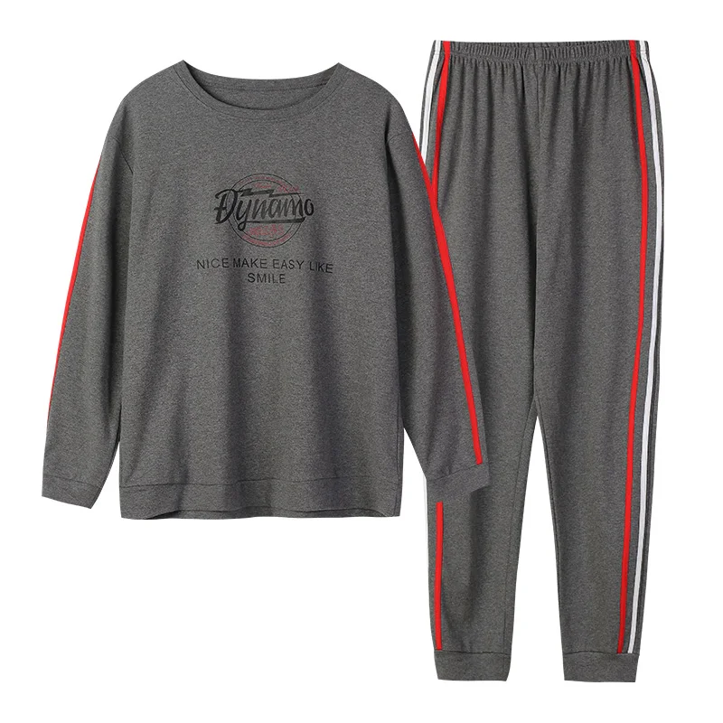 Men Pajamas Set Cotton Nighties Long Sleeved Sleepwear Casual Male O Neck  Plus Size Nightwear Autumn Spring Simple Pyjama