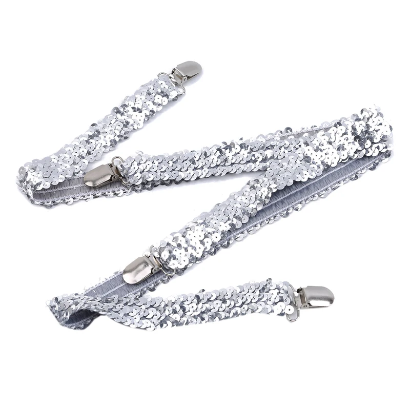 Модные эластичные подтяжки с блестками регулируемые для женщин и мужчин унисекс