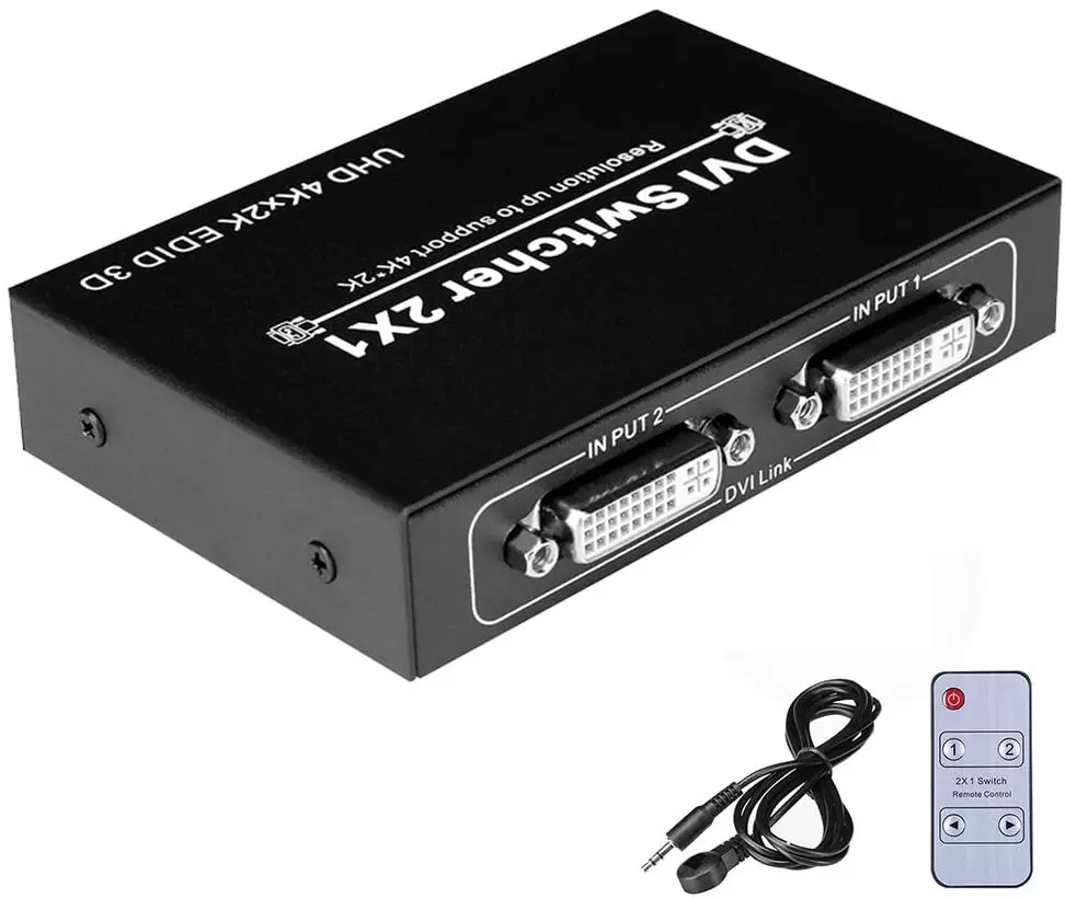 Interruptor Dvi em com Suporte 4k 30hz Entradas e Saída com Controle Remoto ir Interruptor Dvi Seletor para pc e Laptop