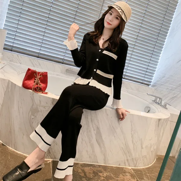 Женский Осенний вязаный кардиган с расклешенными рукавами свободные