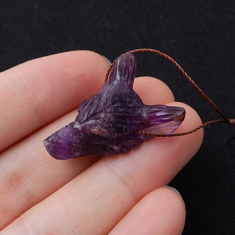 

Handmade Fashion Wolf Head Natural Stone Amethyst Purple Color Pendant Semi-precious DIY Jewelry 27x20x9mm 4.6g