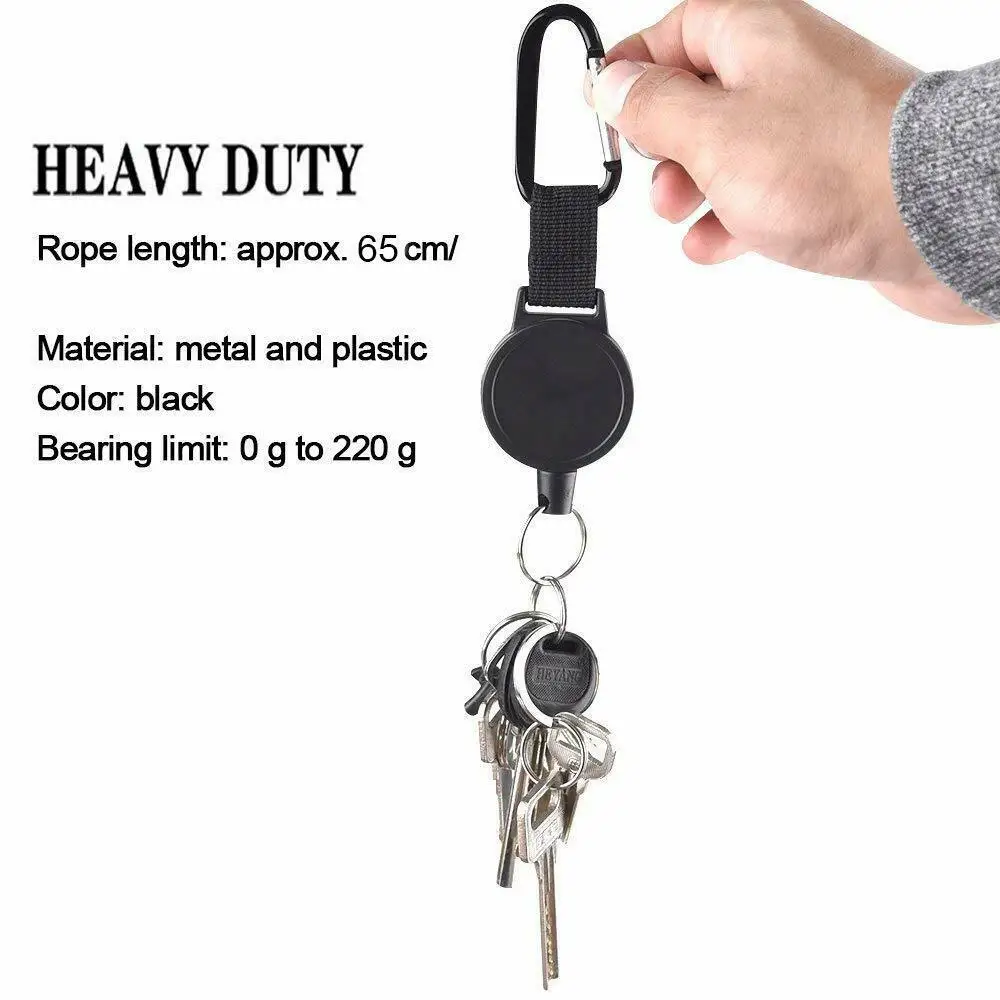 Carabiner Climbing Plastic Nylon Rope High Elastic Tension Telescopic Keychain ABS Easy To Pull Carabiner For Keys Multitool