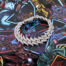 GUCY 16 мм кубинские цепи наручная цепочка для мужчин золото серебро цвет хип хоп Iced Out проложенный Bling CZ Rapper ювелирные изделия