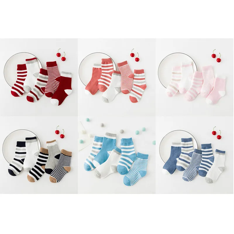 5 пара/лот Новые хлопковые носки для мальчиков и девочек Повседневные детские в