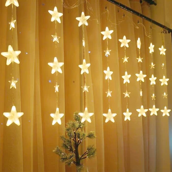 

3M 136LEDs Star Curtain String Lights Christmas Fairy Lights Garland String Lights For Wedding Home Party Garden Decoration