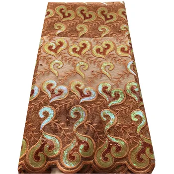 

African Organza Sequins Lace Fabric 2019 Hot Sale Nigerian Wedding Dress High Quality French Net Mesh Lace for wedding hs4-55