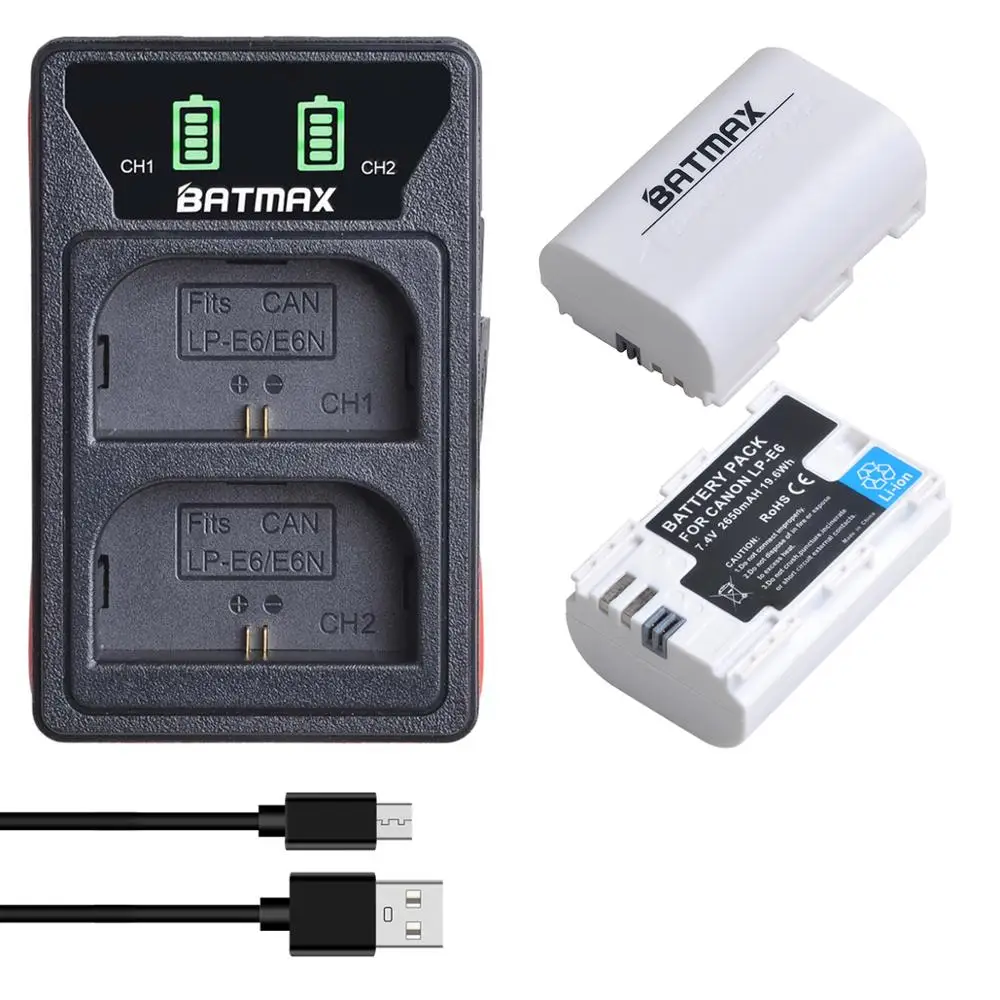 Аккумулятор LPE6 2650 LP E6 мАч встроенный USB светодиодный зарядное устройство для Canon